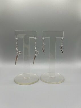 Silver Scissor Charm Earrings - Handmade E0298C